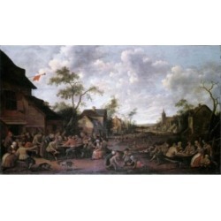 Posterazzi SAL900142128 Peasants Feasting on a Village Street Joost Cornelisz Droochsloot 1586-1666 Dutch Poster Print - 18 x 24 in.