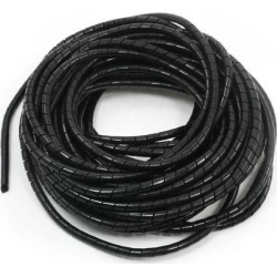 Unique Bargains 6mm x 16M Spiral Cable Wire Wrap Band Computer Manage Cord Black