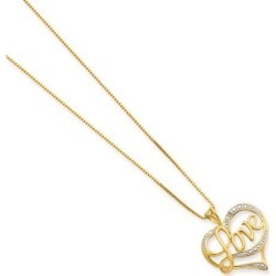 Sterling Silver & Vermeil Diamond Love Necklace