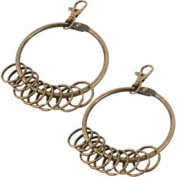 Warehouse Office Company Metal Pendant Keyring Key Chain Bronze Tone Outter Dia 84mm 2pcs