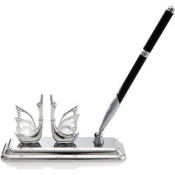 New Matashi CTPS3063 Silver Plated Mini Swans Pen Set Made with Genuine Matashi Crystals