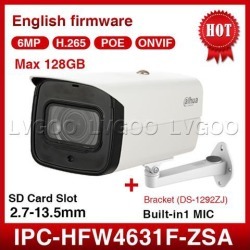 Dahua IPC-HFW4631F-ZSA 6MP Ip Camera 2.7-13.5mm Varifocal Motorized lens WDR H.265 PoE Built-in Mic and Mirco SD Card Slot Network Outdoor Bullet.