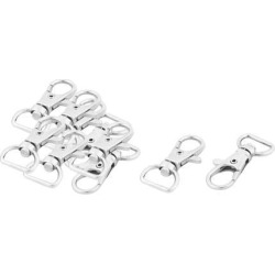 Key Ring Chain Lobster Clasp Swivel Trigger Snap Hook Buckle Silver Tone 10 Pcs