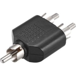 RCA Male to 2 RCA Male Connector Splitter Adapter Coupler Black for Stereo Audio Video AV TV Cable Convert