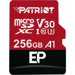 Patriot Memory 256GB EP Series MicroSDXC U3, A1, V30. 4K Memory Card with Adapter, Reads 100MB/s, Writes 80MB/s