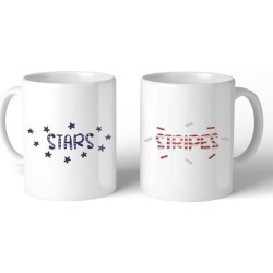 Stars And Stripes BFF Matching Gift Coffee Mugs 11 Oz Coffee Lovers