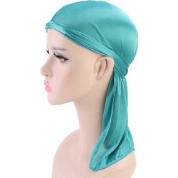 Bright Soft Silky Chemo Scarf Cap Muslim Turban Hat Durag Headwrap Blue