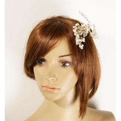 Crystal Pearls Leaf Vine Hair Comb Wedding Bride Girls Prom Accessory-Gold