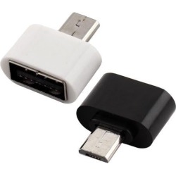 Mobile Phone Plastic Micro USB to USB Female OTG Adapter White Black 2pcs