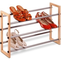 Honey Can Do SHO-01372 3 tier expandable wood and metal shoe rack