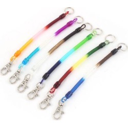 Bag Retractable Spiral Stretch String Lanyard Wrist Coil Keyring Key Chain 6pcs