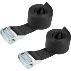 3.5M x 5cm Lashing Strap Cargo Tie Down Straps w Cam Lock Buckle 500Kg Work Load, Black, 2Pcs