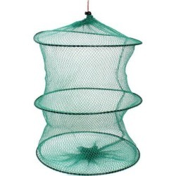 Unique Bargains 24 Nylon Metal 2 Sections Foldable Fishing Landing Net Fish Keepnet Cage Shrimp Army Green