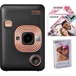 Fujifilm Instax Mini Hybrid LiPLay Instant Camera (Black) w/Confetti Mini Film