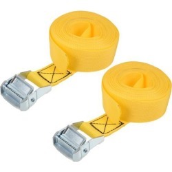 5.5M x 38mm Lashing Strap Cargo Tie Down Straps w Cam Lock Buckle 500Kg Work Load, Yellow, 2Pcs