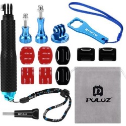 PULUZ 16 in 1 CNC Metal Accessories Combo Kit (Screws + Surface Mounts + Tripod Adapter + Extendable Pole Monopod + Storage Bag + Wrench) for GoPro