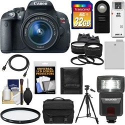 Canon EOS Rebel T5i Digital SLR Camera & EF-S 18-55mm IS STM Lens with 32GB Card + Battery + Case + Flash + Tele/Wide Lenses + Tripod + Accessory Kit