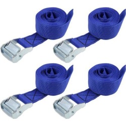2.5Mx38mm Lashing Strap Cargo Tie Down Straps w Cam Lock Buckle 500Kg Work Load, Blue, 4Pcs