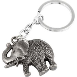 Unique Bargains 3.5' Length Gray Elephant Pendant Key Chain Keyring Decoration