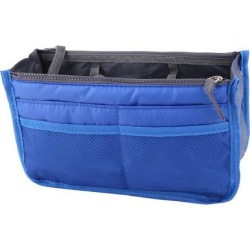 Unique BargainsOutdoor Nylon Zippered Dividers Cosmetic Organizer Travel Storage Bag Dark Blue