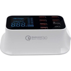 Fast Charging Station Multiple USB Charger 8 Port Desktop Charger Hub LED Display Power Adapter U.S. regulations