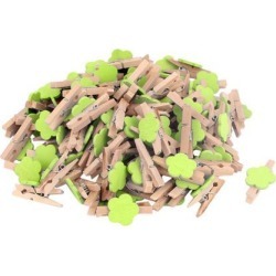 Card Photo Clothes Flower Shape Spring Crafts Mini Wooden Clip Green 100pcs