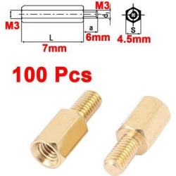 Unique Bargains 100pcs M3 7mm+6mm Brass Hex Standoff Screw Spacer Pillars for PCB Motherboard