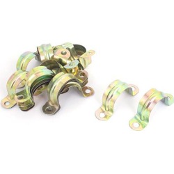 Unique Bargains 25mm Arch High Two Holes U Type Pipe Clamp Clips Bronze Tone 20 Pcs