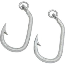 Unique Bargains Fish Fishing Silver Tone Metal Sharp Hooks 2 PCS