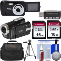 Vivitar ViviCam VXX14 Selfie Digital Camera & DVR-508 HD Camcorder Kit Black