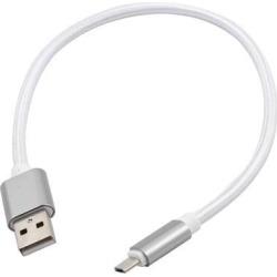 Mobile Phone Nylon Braided USB 2.0 A Male to Micro B Charger Data Cable White