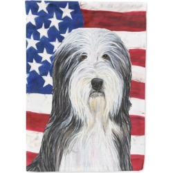 USA American Flag with Bearded Collie Flag Canvas House Size