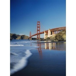 Looking Along Baker Beach Towards The Golden Gate Bridge, Blurred Motion Poster Print (13 x 18)