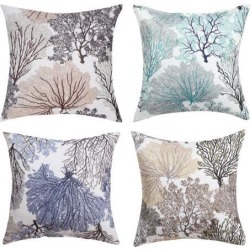 Linen Pillow Covers Square Geometric Patterns Throw Pillow Cases Decorative Pillow Cushion Cover Set for Home Sofa Couch Bed 18X18 Inch Pack of 4, #2