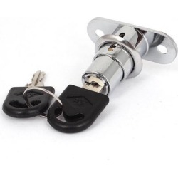 Unique Bargains 16mm Dia Head Door Showcase Metal Cylinder Plunger Lock Lockset w 2 Keys