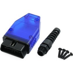 OBD2 16 Pin Car GPS Diagnostic Connector Male Adapter Shell DC 12V Blue