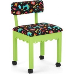 Arrow Sewing Cabinet Black Sewing Notions Chair with Gingerbread Scallops - Green Finish