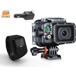AEE Technology S71T Plus 4K 1080P 16MP HD LCD Touchscreen 120FPS Slow-Mo Action Camera - 100M IP68 Waterproof Case With Watch Style Remote (Black).