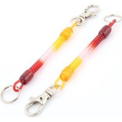 Plastic Spiral Stretchy Spring Coil Lobster Keychain Strap Holder Orange 2 Pcs