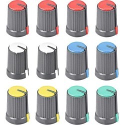 12Pcs Potentiometer Volume Control Knob Cap Plastic Multicolors 6mm Shaft 12mm X 17mm