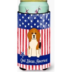 Patriotic USA Beagle Tricolor Tall Boy Beverage Insulator Hugger BB3035TBC