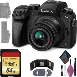 Panasonic Lumix DMC-G7 Mirrorless Micro Four Thirds Digital Camera w/ 14-42mm Lens (Black) - 64GB - Memory Card Wallet & Reader