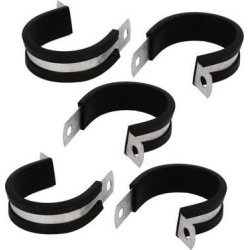 34mm Dia EPDM Rubber Lined P Clips Cable Hose Pipe Clamps Holder 5pcs