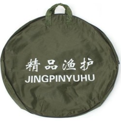 Unique Bargains 1.3ft Dia Portable Zippered Round Fishing Net Cage Carrying Storage Bag for Fishermen Arm Green