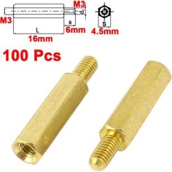 Unique Bargains PCB Board M3 16mm+6mm Male to Female Screw Threaded Hex Standoff Spacer 100Pcs
