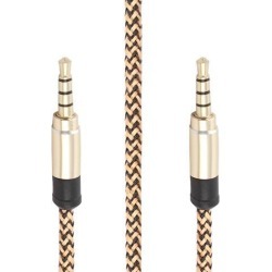 Unique BargainsCar Nylon Braided 3.5mm Male to Male Stereo Cord Audio Cable Light Orange