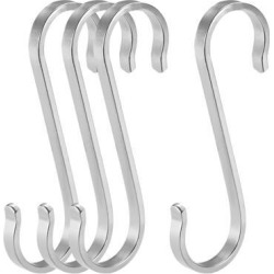 Stainless Steel S Hooks 3' S Shaped Hook Hangers for Kitchen Bathroom Bedroom Storage Room Office Outdoor Multiple Uses 4pcs