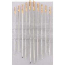 Household Metal Quilting Tailoring Sewing Needle Silver Tone Gold Tone 10 in 1