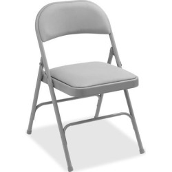 Lorell Padded Seat Folding Chairs - Fabric Beige Seat - Fabric Beige Back - Steel Powder Coated Frame - 18.4' Width x 19