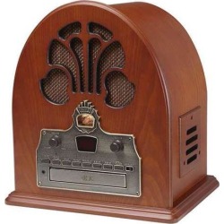 Crosley Retro Cathedral AM/FM Radio/CD Player w/ Stereo Speakers (Damaged)